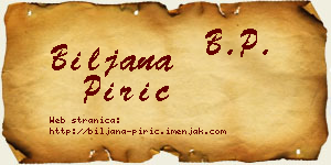 Biljana Pirić vizit kartica